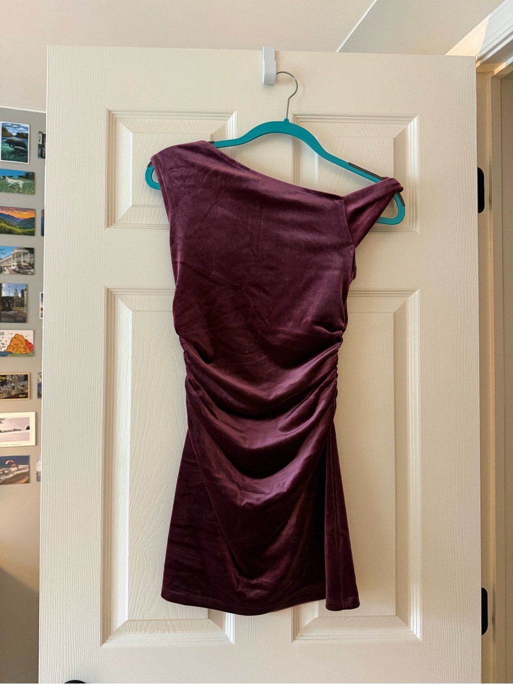 NWOT One-Shoulder/Off-the-Shoulder Velvet Ruched Women’s Dress